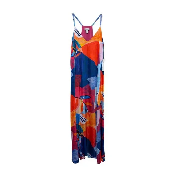 New Nicole Miller Dress 1X Oversized Pockets Abstract Geometric Resort Cruise